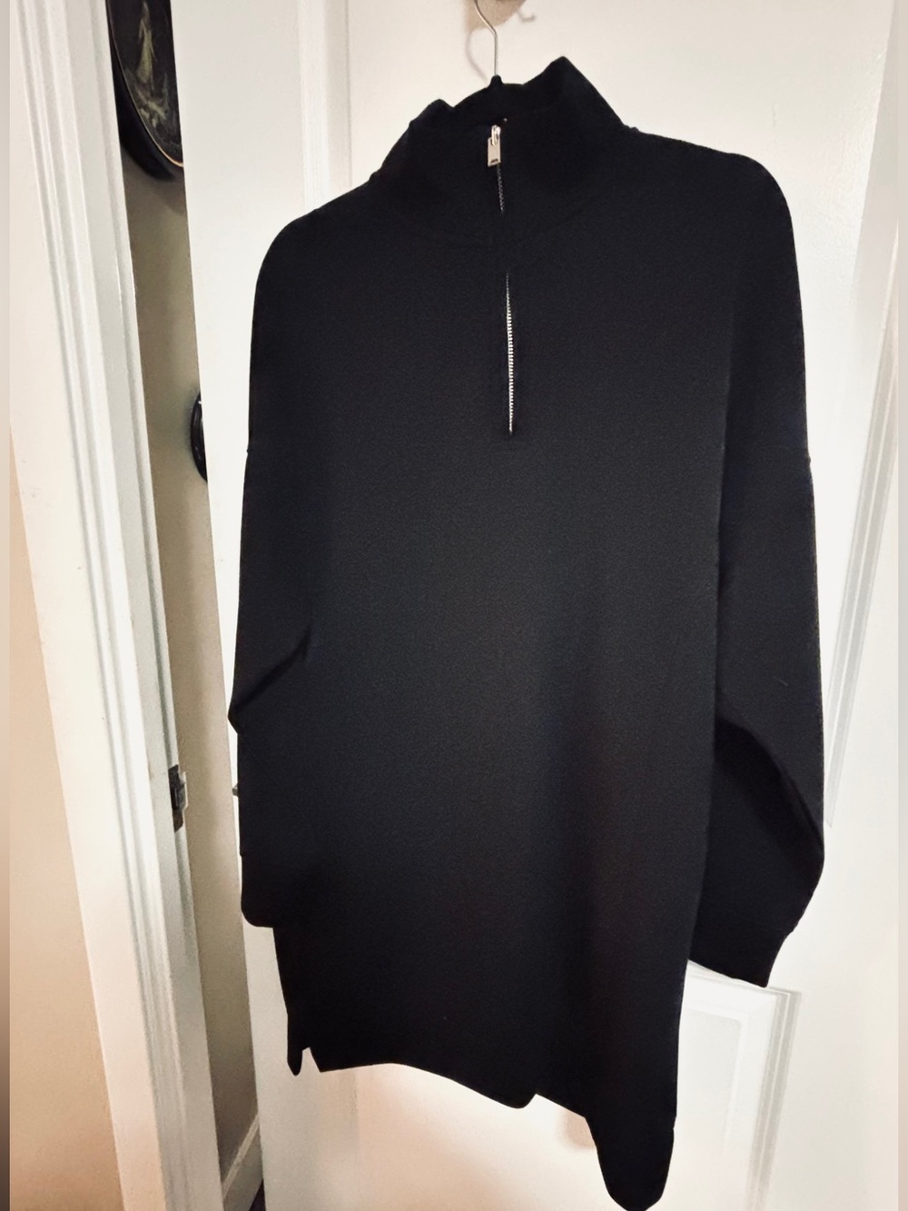 Black Half-Zip Mock Neck Sweater Dress